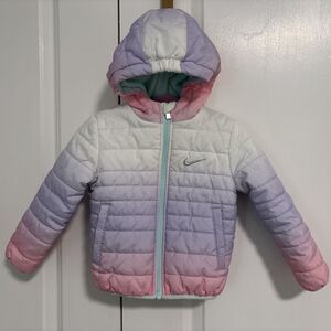 Nike Baby Girls Rainbow Ombré Puffer Jacket – Full Zip – Size 2T - EUC
